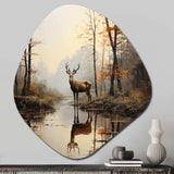 Animal Deer Misty Morning II - Asymmetric Metal Wall Art