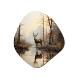 Animal Deer Misty Morning II - Asymmetric Metal Wall Art