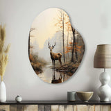 Animal Deer Misty Morning II - Asymmetric Metal Wall Art