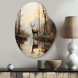 Animal Deer Misty Morning II - Asymmetric Metal Wall Art