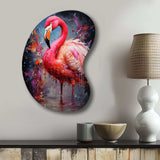 Fuchsia Flamingo Intense Artdeco - Asymmetric Metal Wall Art