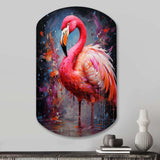 Fuchsia Flamingo Intense Artdeco - Asymmetric Metal Wall Art