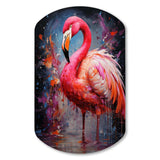 Fuchsia Flamingo Intense Artdeco - Asymmetric Metal Wall Art