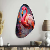 Fuchsia Flamingo Intense Artdeco - Asymmetric Metal Wall Art