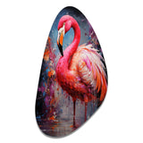 Fuchsia Flamingo Intense Artdeco - Asymmetric Metal Wall Art