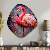 Fuchsia Flamingo Intense Artdeco - Asymmetric Metal Wall Art