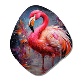 Fuchsia Flamingo Intense Artdeco - Asymmetric Metal Wall Art