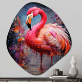 Fuchsia Flamingo Intense Artdeco - Asymmetric Metal Wall Art