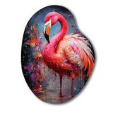 Fuchsia Flamingo Intense Artdeco - Asymmetric Metal Wall Art