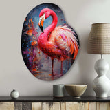 Fuchsia Flamingo Intense Artdeco - Asymmetric Metal Wall Art