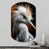 Beige Animal Heron - Asymmetric Metal Wall Art