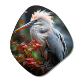 Grey Coral Animal Heron - Asymmetric Metal Wall Art