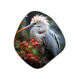 Grey Coral Animal Heron - Asymmetric Metal Wall Art