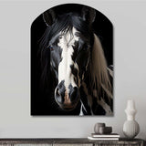 White Black Horse Serenity II - Asymmetric Metal Wall Art