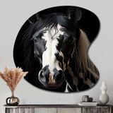 White Black Horse Serenity II - Asymmetric Metal Wall Art