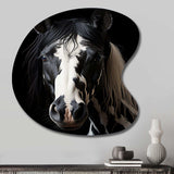 White Black Horse Serenity II - Asymmetric Metal Wall Art