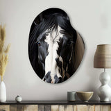 White Black Horse Serenity II - Asymmetric Metal Wall Art