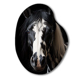 White Black Horse Serenity II - Asymmetric Metal Wall Art