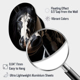 White Black Horse Serenity II - Asymmetric Metal Wall Art