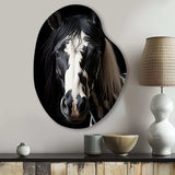 White Black Horse Serenity II - Asymmetric Metal Wall Art