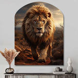 Animal Lion In Savan - Asymmetric Metal Wall Art