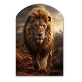 Animal Lion In Savan - Asymmetric Metal Wall Art