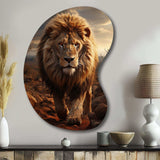 Animal Lion In Savan - Asymmetric Metal Wall Art