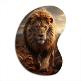 Animal Lion In Savan - Asymmetric Metal Wall Art