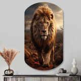 Animal Lion In Savan - Asymmetric Metal Wall Art