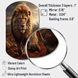 Animal Lion In Savan - Asymmetric Metal Wall Art