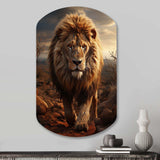 Animal Lion In Savan - Asymmetric Metal Wall Art