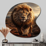 Animal Lion In Savan - Asymmetric Metal Wall Art