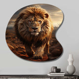 Animal Lion In Savan - Asymmetric Metal Wall Art