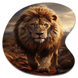 Animal Lion In Savan - Asymmetric Metal Wall Art