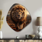 Animal Lion In Savan - Asymmetric Metal Wall Art