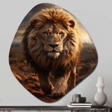 Animal Lion In Savan - Asymmetric Metal Wall Art