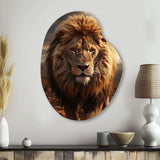 Animal Lion In Savan - Asymmetric Metal Wall Art