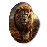 Animal Lion In Savan - Asymmetric Metal Wall Art