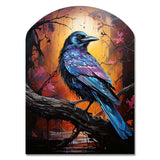 Animal Obsidian Raven Drips I - Asymmetric Metal Wall Art