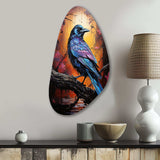 Animal Obsidian Raven Drips I - Asymmetric Metal Wall Art