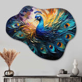 Peacock Feather Drips II - Asymmetric Metal Wall Art