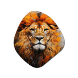 Animal Tangerine Lion II - Asymmetric Metal Wall Art