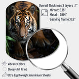 Beige Black Tiger Portrait II - Asymmetric Metal Wall Art