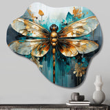 Teal Animal Turquoise Dragonfly Drips I - Asymmetric Metal Wall Art