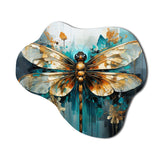 Teal Animal Turquoise Dragonfly Drips I - Asymmetric Metal Wall Art