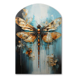 Gold Animal Turquoise Dragonfly Drips - Asymmetric Metal Wall Art