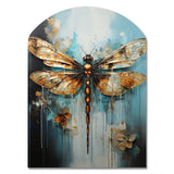 Gold Animal Turquoise Dragonfly Drips - Asymmetric Metal Wall Art