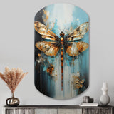 Gold Animal Turquoise Dragonfly Drips - Asymmetric Metal Wall Art