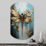 Gold Animal Turquoise Dragonfly Drips - Asymmetric Metal Wall Art