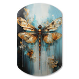 Gold Animal Turquoise Dragonfly Drips - Asymmetric Metal Wall Art